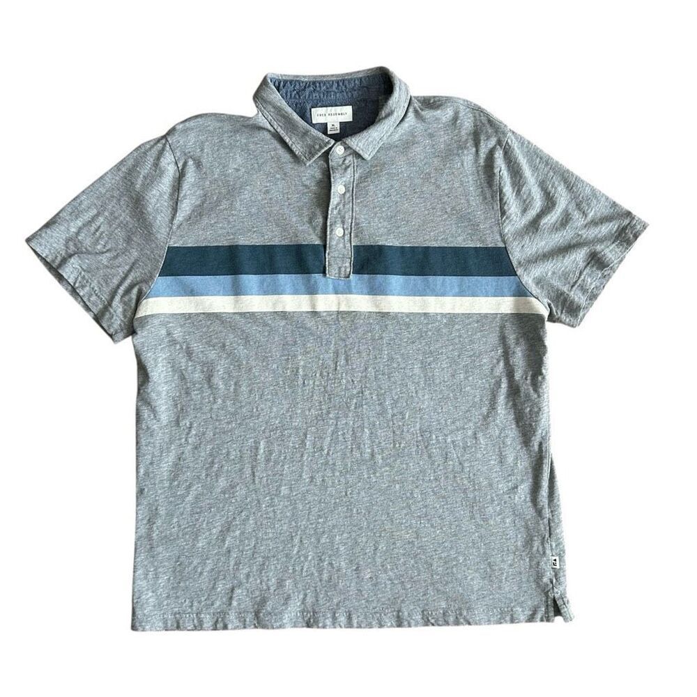 Free Assembly Gray Striped Polo Shirt XL